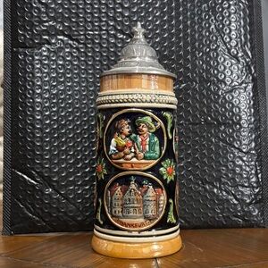 Colorful Ceramic Beer Stein with Frankfurt Design